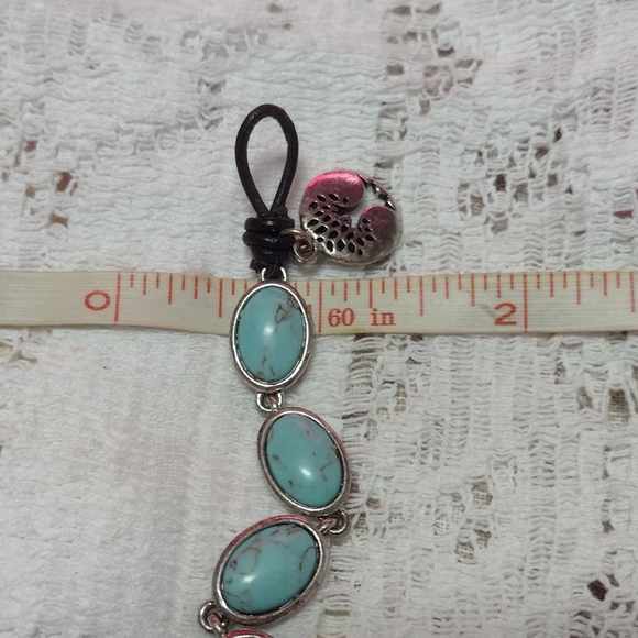 FOSSIL Faux Turquoise Silver Button Bracelet - Picture 5 of 7